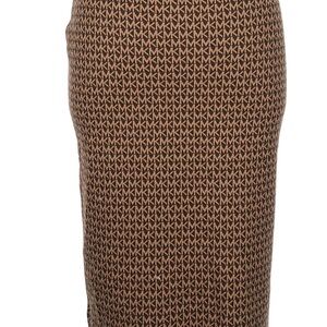 MICHAEL Michael Kors Brown Logo Jacquard Midi Pencil Skirt XS Straight